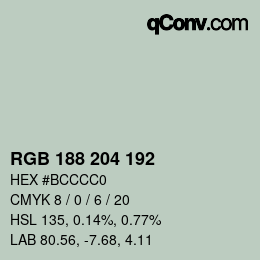 Color code: RGB 188 204 192 | qconv.com