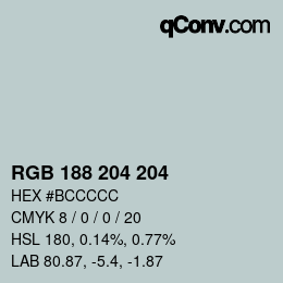 Color code: RGB 188 204 204 | qconv.com