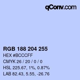Color code: RGB 188 204 255 | qconv.com