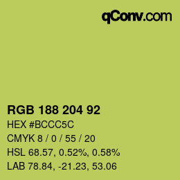 Color code: RGB 188 204 92 | qconv.com