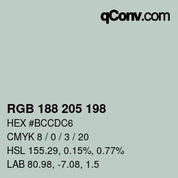 Farbcode: RGB 188 205 198 | qconv.com