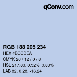 Color code: RGB 188 205 234 | qconv.com