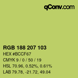Color code: RGB 188 207 103 | qconv.com