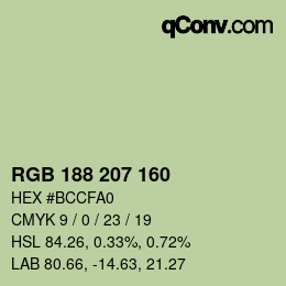 Color code: RGB 188 207 160 | qconv.com