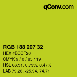 Color code: RGB 188 207 32 | qconv.com