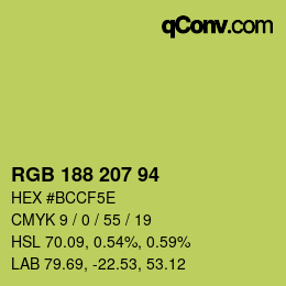 颜色代码: RGB 188 207 94 | qconv.com