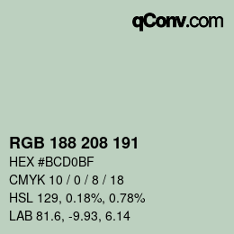 Color code: RGB 188 208 191 | qconv.com
