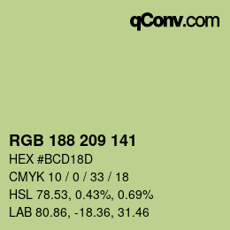 Color code: RGB 188 209 141 | qconv.com