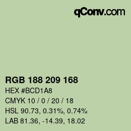 Color code: RGB 188 209 168 | qconv.com