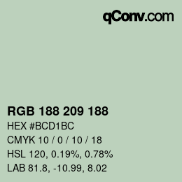 カラーコード: RGB 188 209 188 | qconv.com