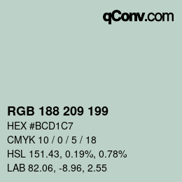 カラーコード: RGB 188 209 199 | qconv.com