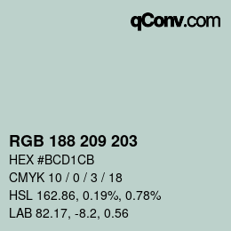 カラーコード: RGB 188 209 203 | qconv.com