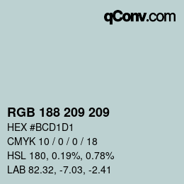 カラーコード: RGB 188 209 209 | qconv.com