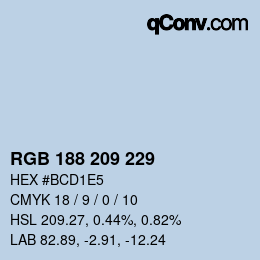 Color code: RGB 188 209 229 | qconv.com