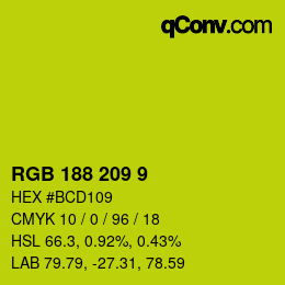 カラーコード: RGB 188 209 9 | qconv.com