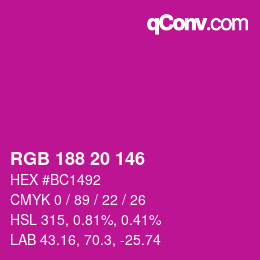 Color code: RGB 188 20 146 | qconv.com