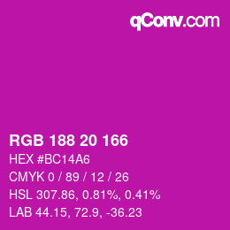 Color code: RGB 188 20 166 | qconv.com