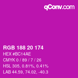 Color code: RGB 188 20 174 | qconv.com