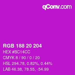 Color code: RGB 188 20 204 | qconv.com