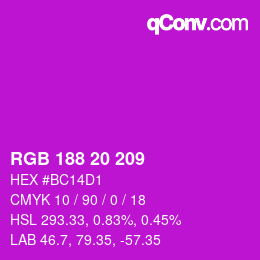 カラーコード: RGB 188 20 209 | qconv.com