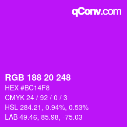 Color code: RGB 188 20 248 | qconv.com