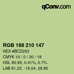 Color code: RGB 188 210 147 | qconv.com