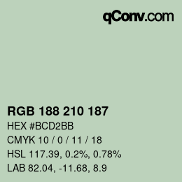Color code: RGB 188 210 187 | qconv.com