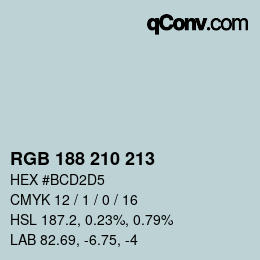 Farbcode: RGB 188 210 213 | qconv.com