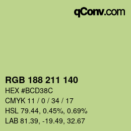 カラーコード: RGB 188 211 140 | qconv.com