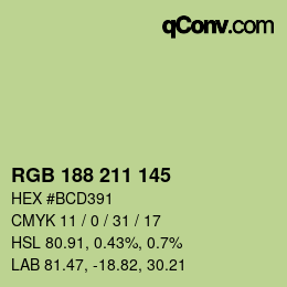 Color code: RGB 188 211 145 | qconv.com