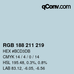 Color code: RGB 188 211 219 | qconv.com