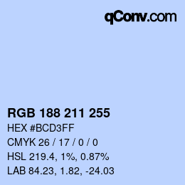 Color code: RGB 188 211 255 | qconv.com
