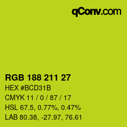 カラーコード: RGB 188 211 27 | qconv.com