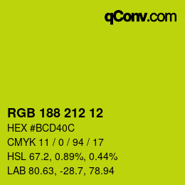 Color code: RGB 188 212 12 | qconv.com