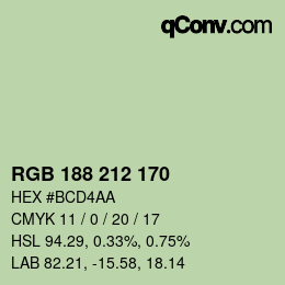 Color code: RGB 188 212 170 | qconv.com