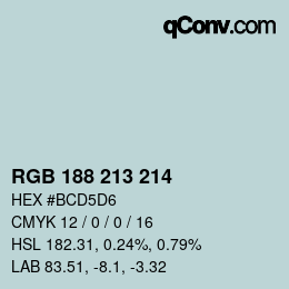 Farbcode: RGB 188 213 214 | qconv.com