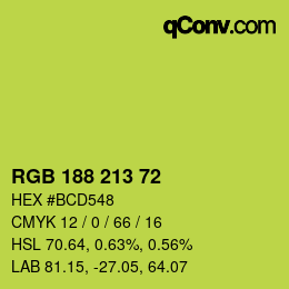 Color code: RGB 188 213 72 | qconv.com