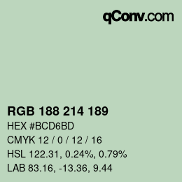 カラーコード: RGB 188 214 189 | qconv.com