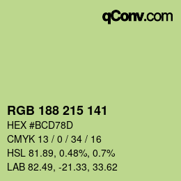 Color code: RGB 188 215 141 | qconv.com