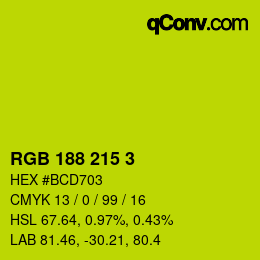 カラーコード: RGB 188 215 3 | qconv.com