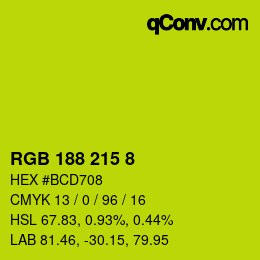 カラーコード: RGB 188 215 8 | qconv.com