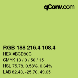 カラーコード: RGB 188 216.4 108.4 | qconv.com