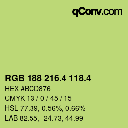 カラーコード: RGB 188 216.4 118.4 | qconv.com