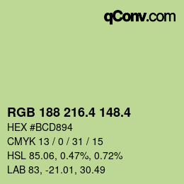 カラーコード: RGB 188 216.4 148.4 | qconv.com