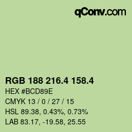 カラーコード: RGB 188 216.4 158.4 | qconv.com