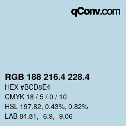 カラーコード: RGB 188 216.4 228.4 | qconv.com
