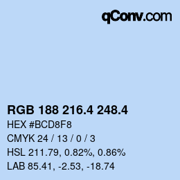 カラーコード: RGB 188 216.4 248.4 | qconv.com