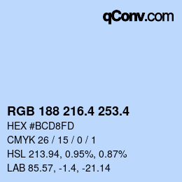 カラーコード: RGB 188 216.4 253.4 | qconv.com