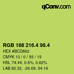 カラーコード: RGB 188 216.4 98.4 | qconv.com