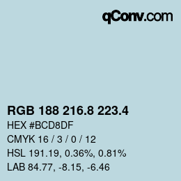 カラーコード: RGB 188 216.8 223.4 | qconv.com